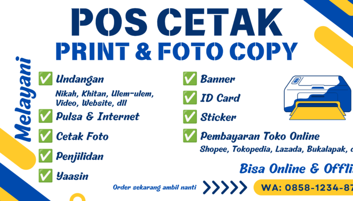 POS CETAK: Pusat Layanan Print, Fotokopi, Cetak Undangan, Pembayaran, dan Banyak Lagi!