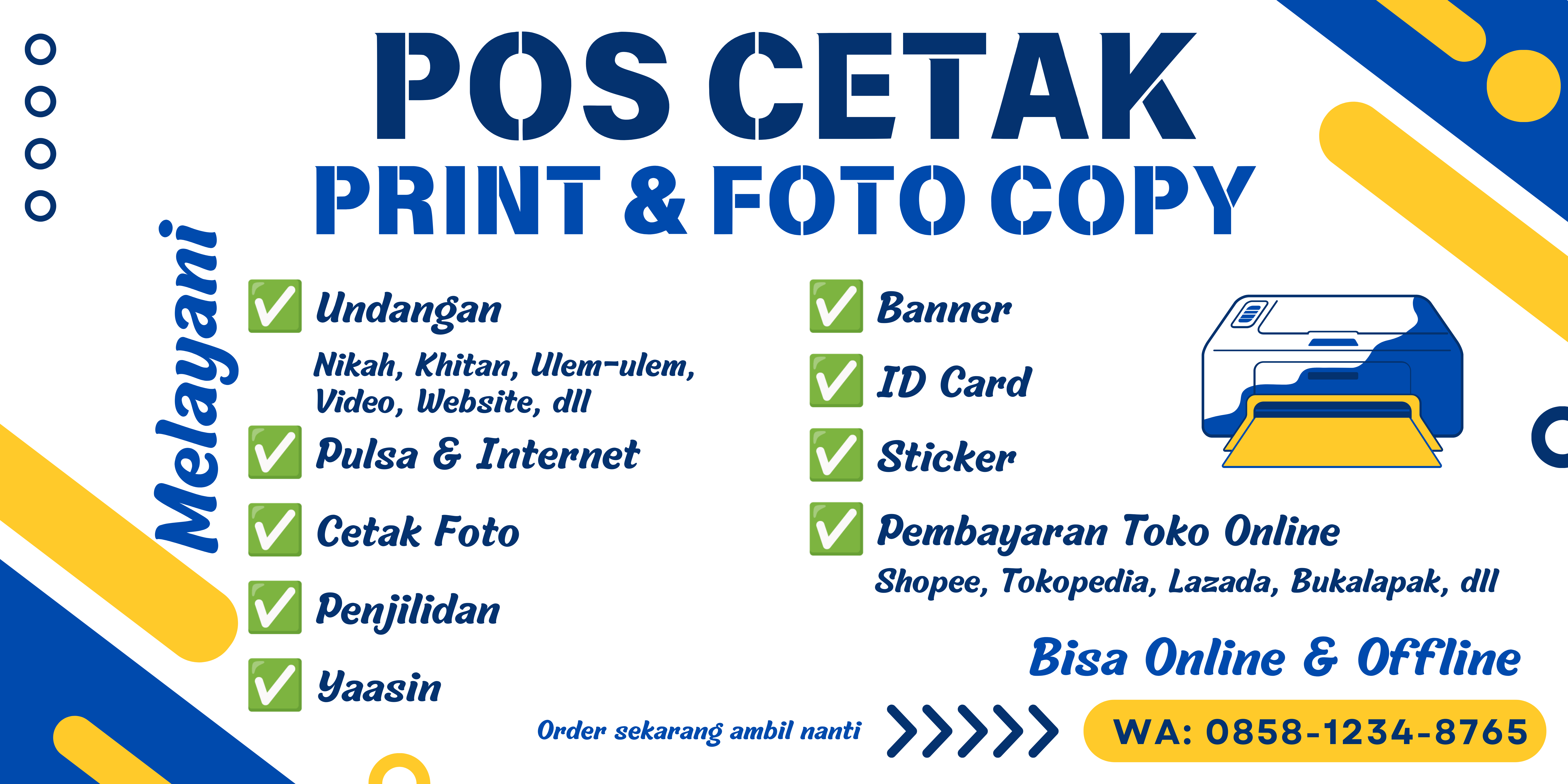 POS CETAK: Pusat Layanan Print, Fotokopi, Cetak Undangan, Pembayaran, dan Banyak Lagi!